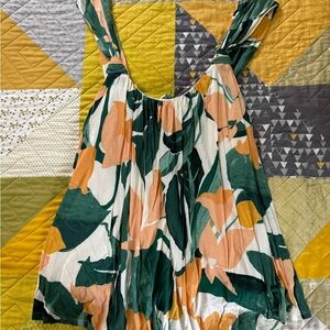 Anthropologie Floral Sleeveless Top - Green and Orange